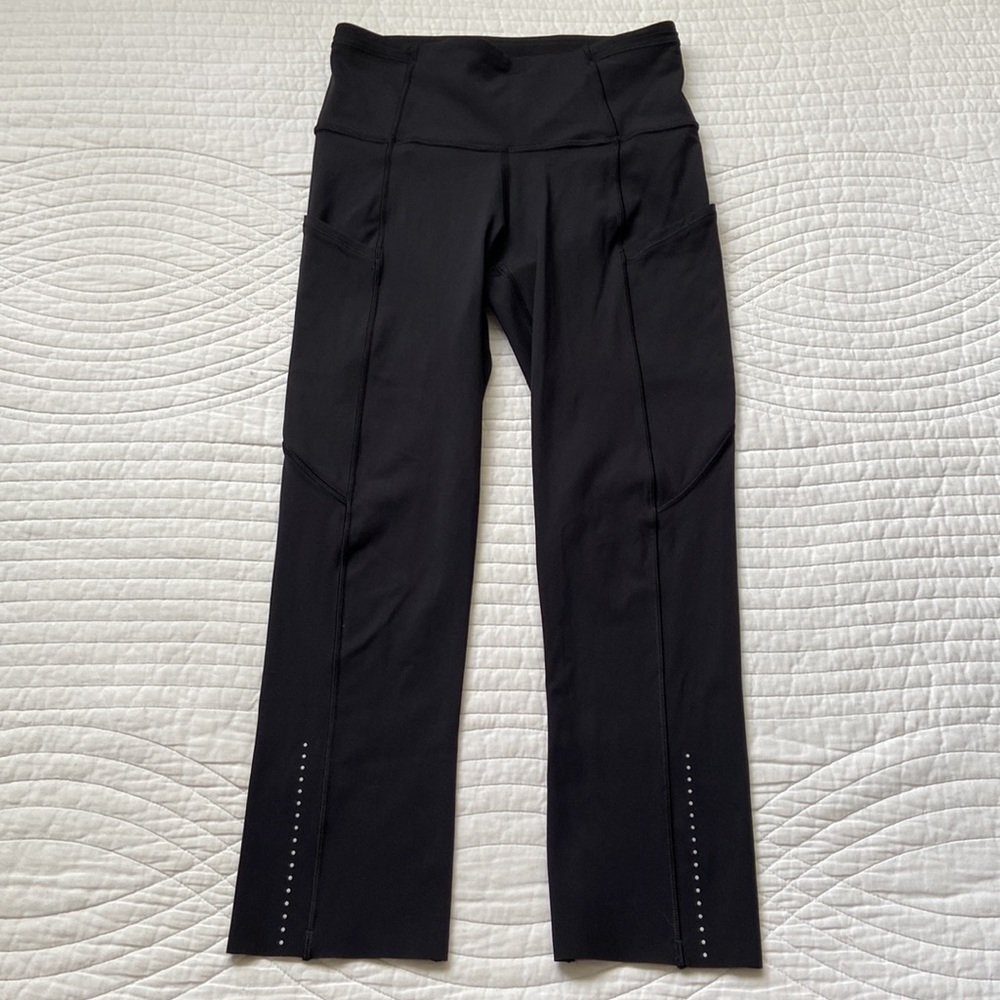 Lululemon Fast & Free Leggings Crop II Reflective 19” Black 2 - Picture 5 of 17